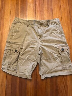 Aéropostale Men's Cargo Shorts Beige Cotton Spandex Regular Fit Size 32